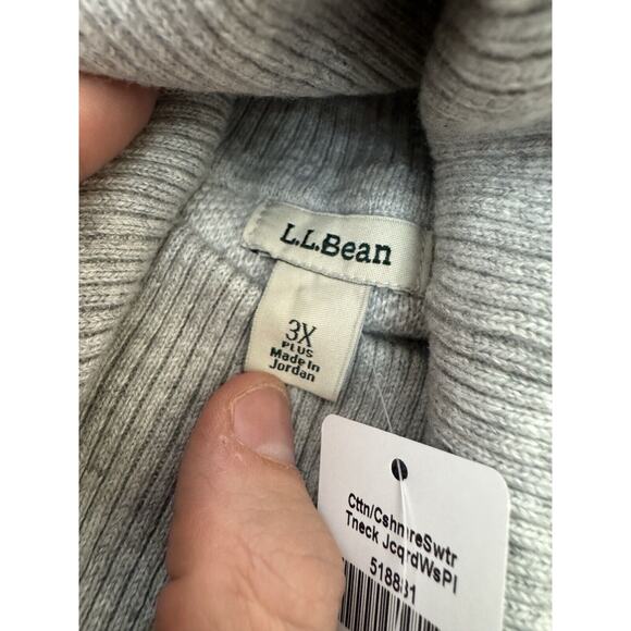 L.L. Bean Cotton Cashmere Sweater Turtleneck Jacquard Buffalo Classic Cozy 3XL - Picture 6 of 12